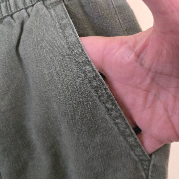 J.Crew Olive Pull On Linen Elastic Drawstring Waist Crowd Pants Size M - Picture 4 of 6